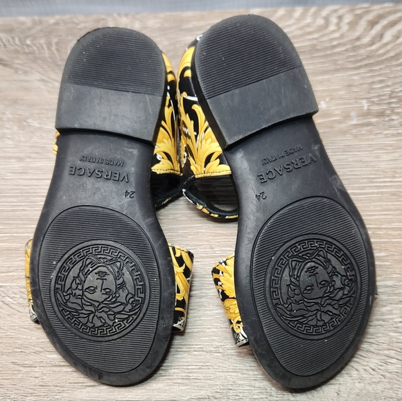 Versace baby black and gold leather sandals size 24= size 8.5 baby - Picture 4 of 6